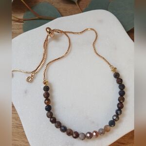 Elegant Gold and Brown Beaded Bracelet